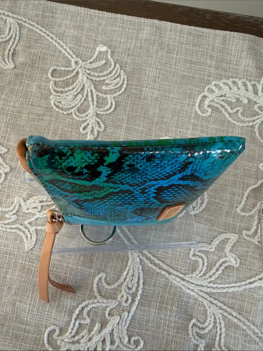 Consuela Kyle Teal & Turquoise Snake-Print Zip Pouch